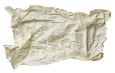 Crumpled white paper sheet isolated on transparent background © aninna