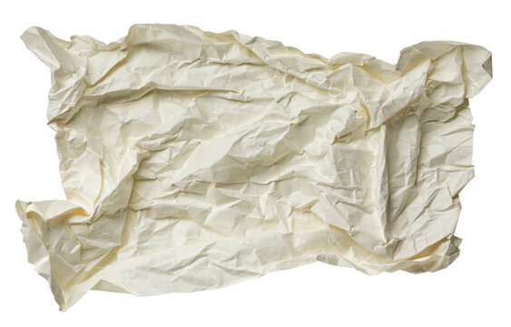 Crumpled white paper sheet isolated on transparent background