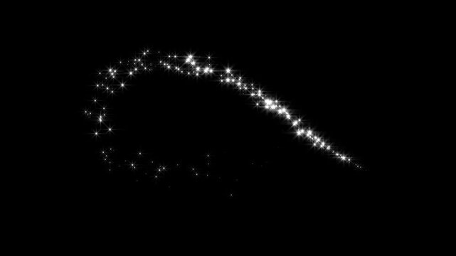 glitter sparkle stars twinkling animation, white glow shine particles  doodle sparkle trail on a smooth black screen animation background 4k.