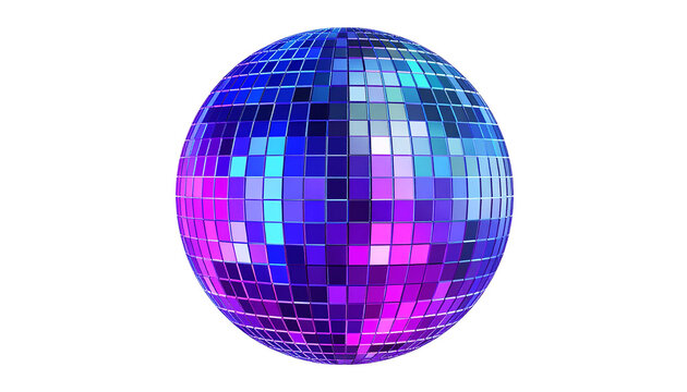 Disco Ball with Neon Facets isolated on transparent background