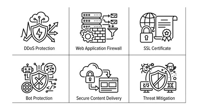 Cybersecurity Icon Set for Network and Data Protection