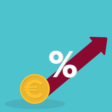 Euro Interest Rate Increase Concept with Rising Arrow