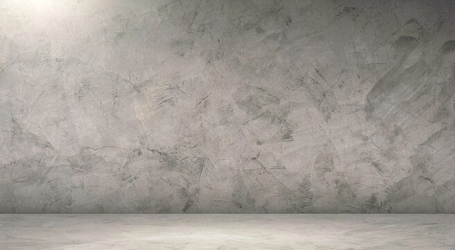Gray Cement Loft Wall Room and Concrete Floor in Vintage style. Background product display with Home Interior design concept