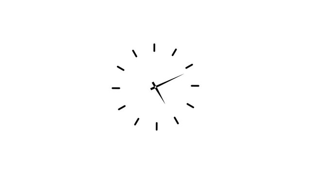 Minimalist analog clock face with rapidly spinning hands representing the relentless passage of time, deadline pressure, efficient time management, and business productivity concepts on white