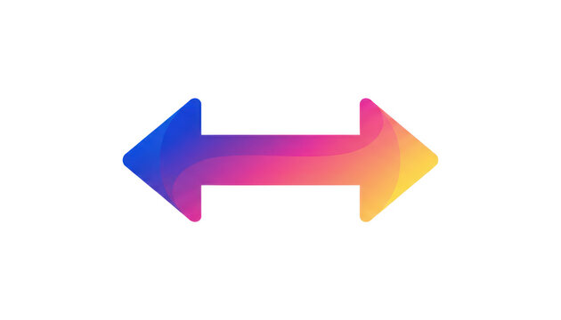 Colorful gradient horizontal double arrow icon pointing left and right