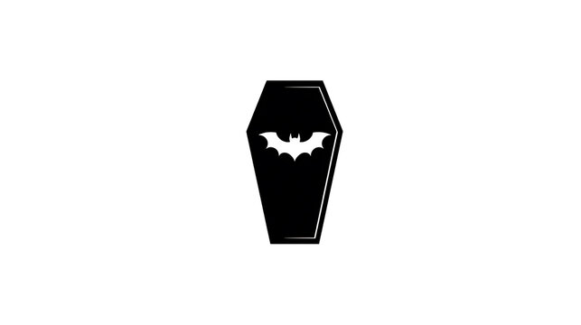 A gothic coffin with a bat silhouette on it, symbolizing death and the supernatural