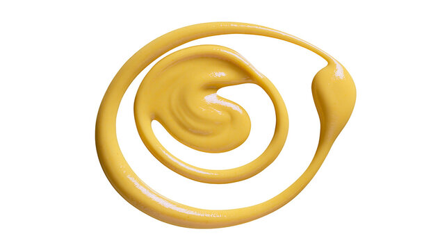 Yellow mustard swirl a smooth condiment, isolated on transparent background