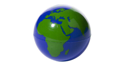 Fototapeta premium Blue and green planet Earth stress ball, isolated on transparent background