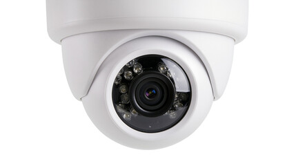White dome security camera with infrared LEDs, isolated on transparent background © Evans
