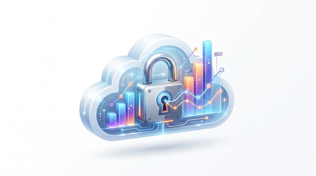 Secure Cloud Data Analytics and Cybersecurity Protection Concept.