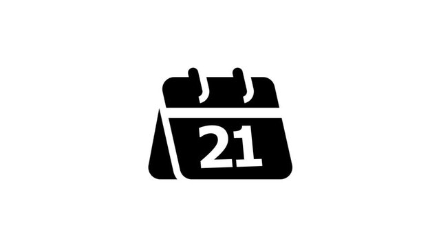 Black calendar showing the twenty first day of the month isolated on a white background for scheduling and time management planning concepts