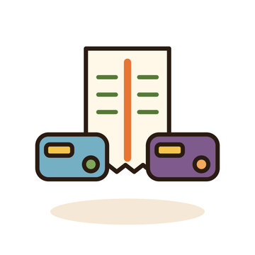 Restaurant split bill and shared payment vector icon
