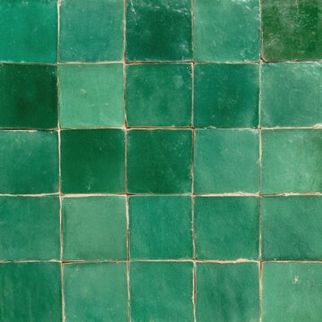 Green Ceramic Square Tiles Wall Pattern Texture