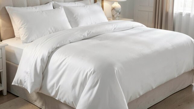 White high-thread-count duvet cover, luxe sateen finish, affordable luxury bedding