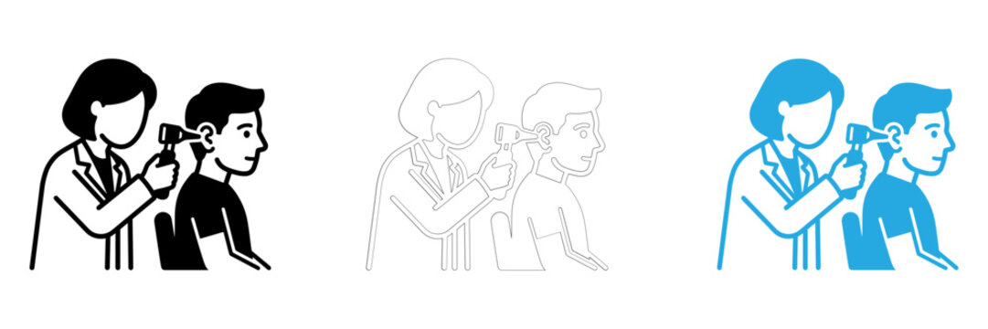 Three stylized people using smartphones together outdoors