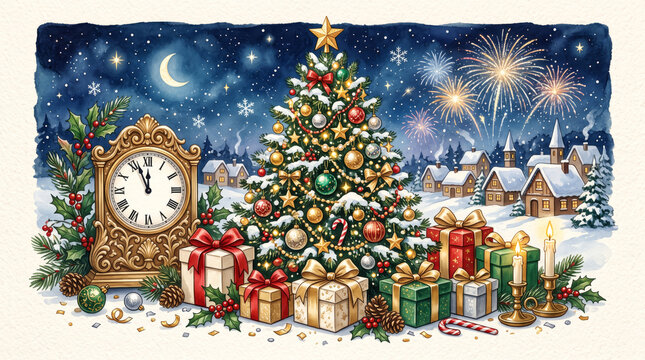 New Year's illustration textured background
