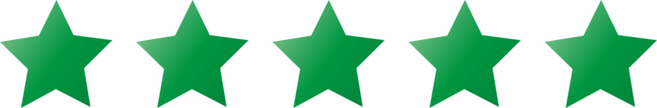 Ic&ocirc;ne de cinq &eacute;toiles vertes sur fond transparent &ndash; Symbole d'&eacute;valuation, de notation et d'avis client