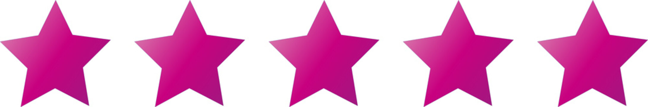 Ic&ocirc;ne de cinq &eacute;toiles roses sur fond transparent &ndash; Symbole d'&eacute;valuation, de notation et d'avis client