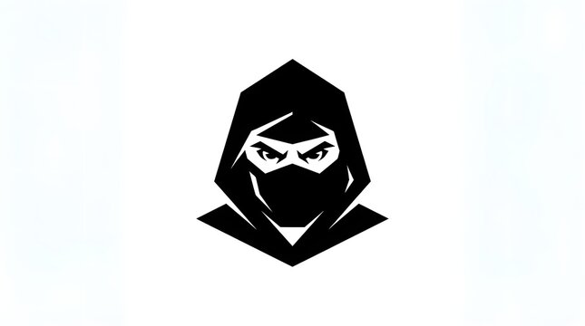 Black and white ninja head logo vector