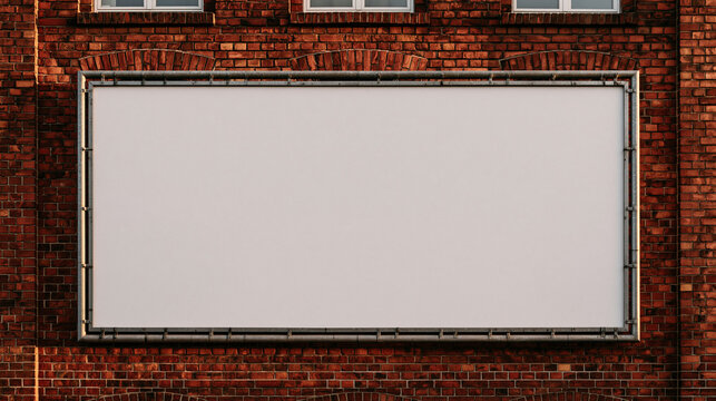 Blank Billboard Mockup Mounted on Red Brick Wall