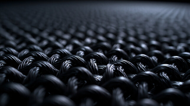 Macro View of Woven Dark Carbon Fiber Fabric Texture