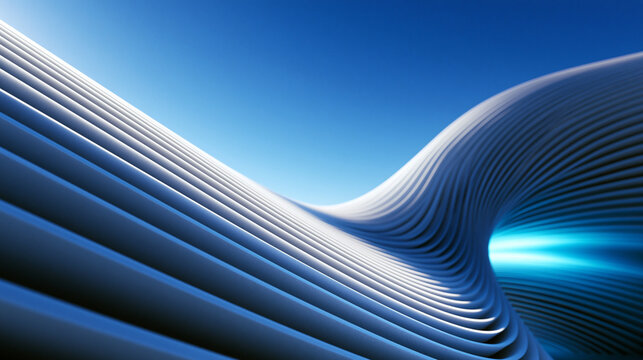 Abstract Futuristic Architecture Wave with Blue Glowing Light