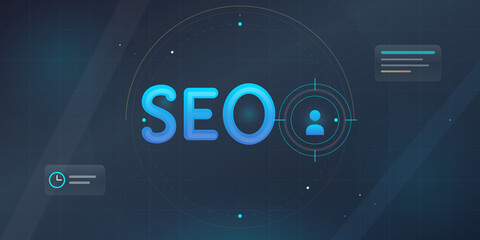 Naklejka premium Digital search engine optimization strategy concept graphic on transparent background