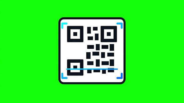 Animated qr code scanning graphic with green screen background scan technology