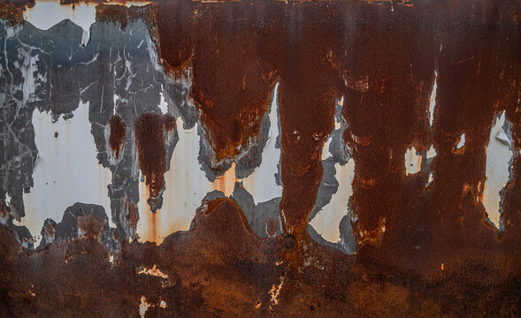 Grunge Weathered Metallic Wall Background with Flaking Paint.
