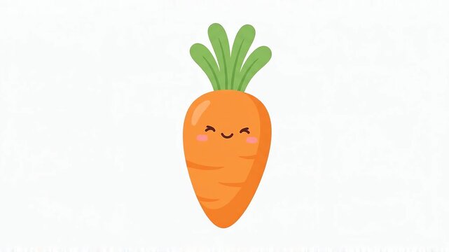 Animated cartoon carrot character standing and smiling cheerfully. Friendly 3D vegetable mascot with happy expression for food branding and kids co...