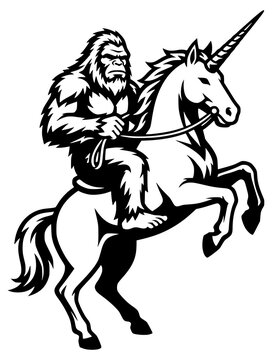 bigfoot riding on horse vector