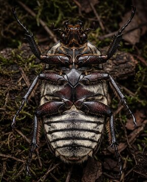 Ventral underside anatomy of a giant goliath beetle