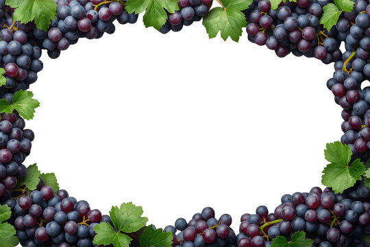 Dense grapevine frame with dark fruit and green leaves