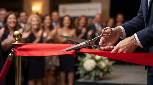 cutting the opening ribbon