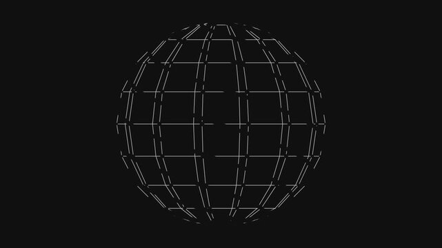 Abstract Rotating Wireframe Data Globe Seamless Loop with s