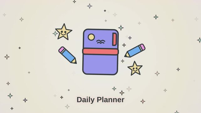 Cute Kawaii Daily Planner Animation Loop Motion Graphic