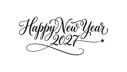 Elegant Calligraphy Happy New Year 2027 Greeting Card Design © julfa