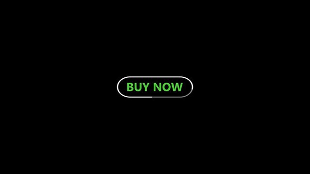 Buy now button animation on transparent background with alpha channel, buy now icon for e-commerce websites. Buy now icon for online shopping interfaces, in 4k. Buy Now icon animation with alpha chann