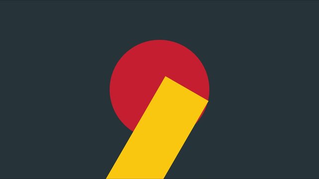 Minimalist motion with red circle and yellow bar abstract animation 4k motion minimalist geometric shapes