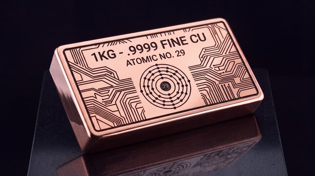 1kg Fine Copper Bullion Bar with Atomic Number and Circuit Design