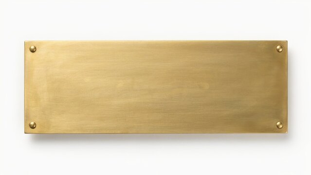 Mockup blank brushed brass metal plate isolated on white background