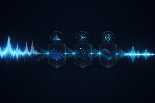 Futuristic data visualization with ai and automation elements in dark background