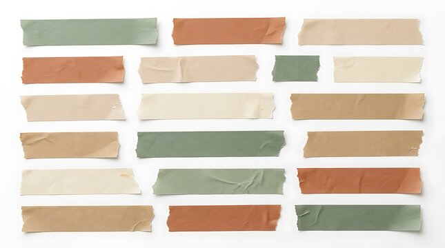 Set of colorful adhesive tape strips. Washi tape pieces for scrapbooking and design.