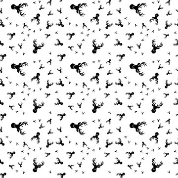 Seamless Black Lobster Silhouette Pattern on White Background for Seafood Menu and Textile Design
