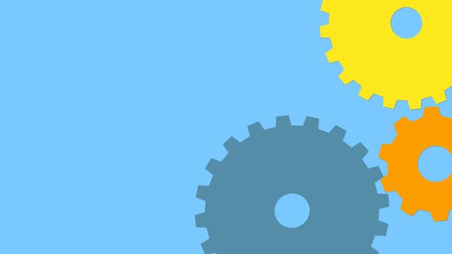 Modern flat design Gears Machine Background Animation with Copy Space for titles, presentations, business content, educational videos, and corporate branding.