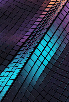 Diagonal ribbon of teal and violet cube tiles