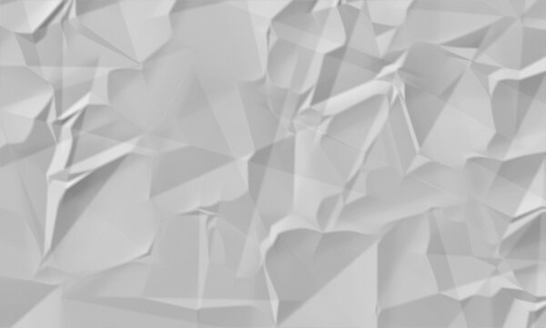 Crinkled white paper texture with deep creases and folds. Abstract wrinkled surface for design backgrounds and craft projects.