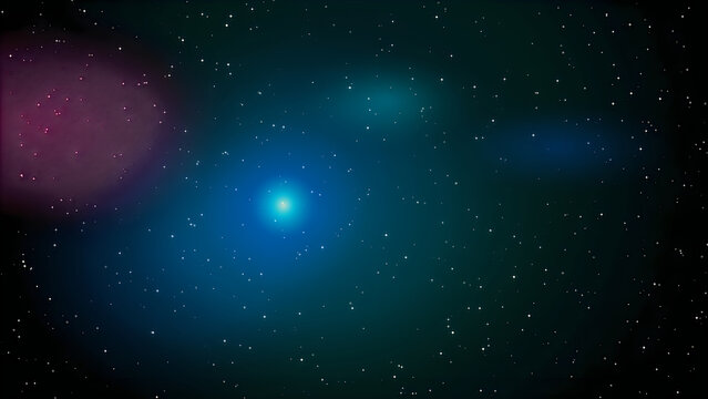 Mysterious glowing blue nebula in space