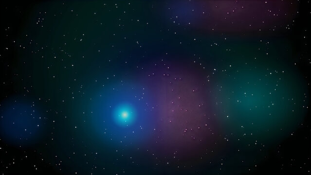 Bright blue comet flying through starry space