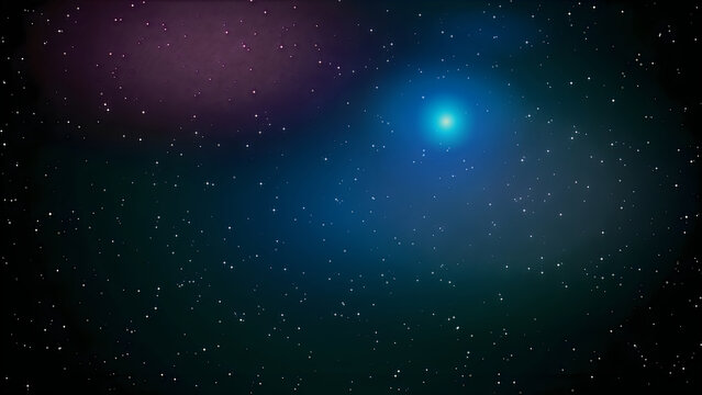 Bright comet shining in starry space background